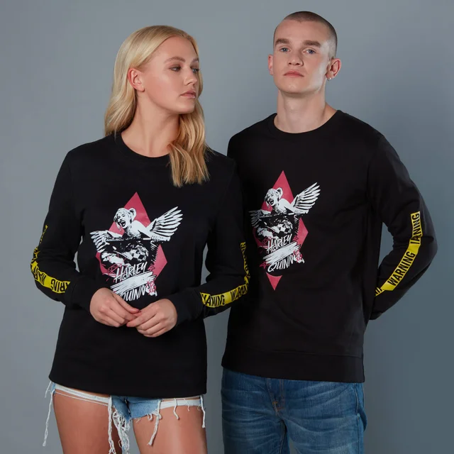 Yellow Warning Sleeve Unisex Birds of Prey Sweatshirt - Black