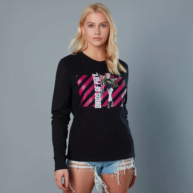 Harley Quinn Pink Stripes Unisex Birds of Prey Sweatshirt - Black