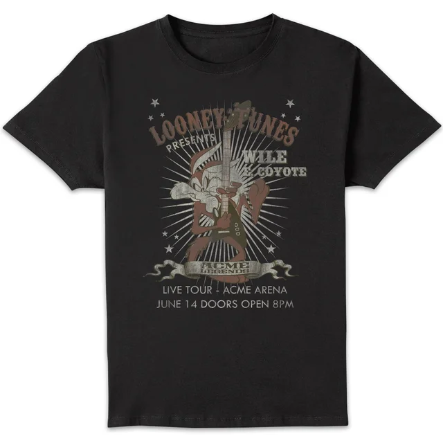Looney Tunes Wile E Coyote Guitar Arena Tour Men's T-Shirt - Black