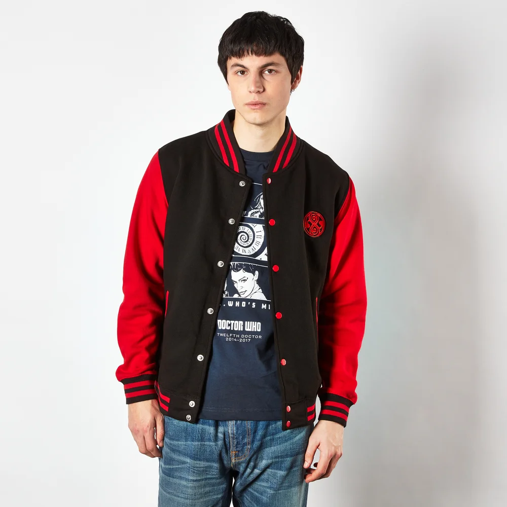Doctor Who Gallifreyan Unisex Varsity Jacket - Black/Red - XXL Image 1