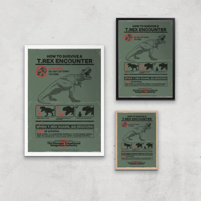 Jurassic World How To Survive A T-Rex Encounter Giclee Art Print