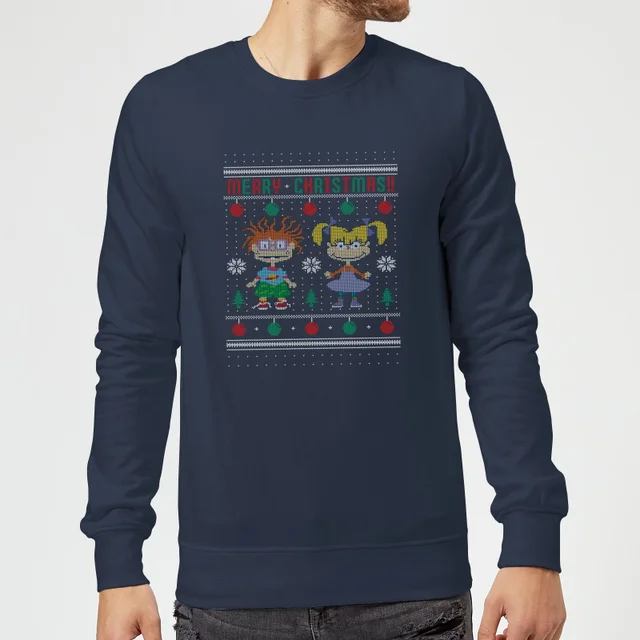 Rugrats Chuckie And Angelica - Merry Christmas Christmas Jumper - Navy