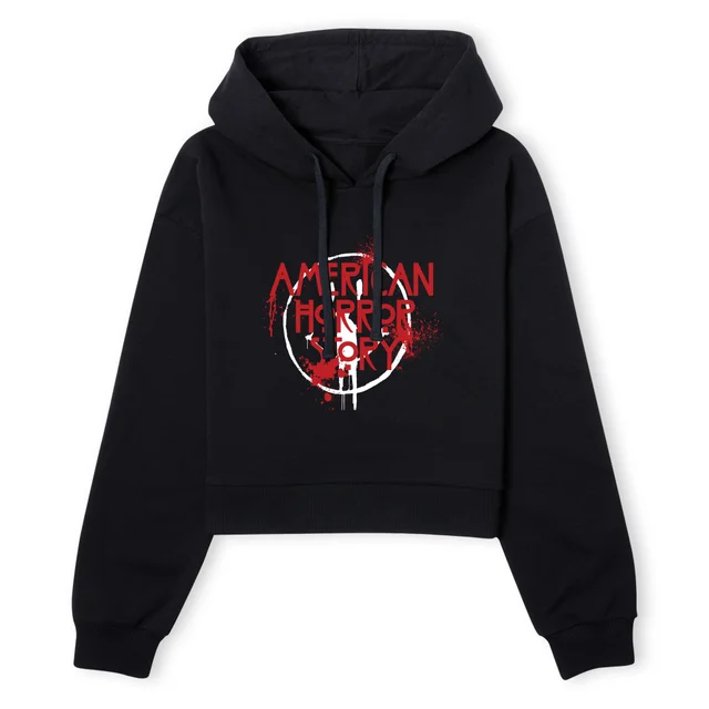 American Horror Story Smiley Splatter Women's Cropped Hoodie - Black
