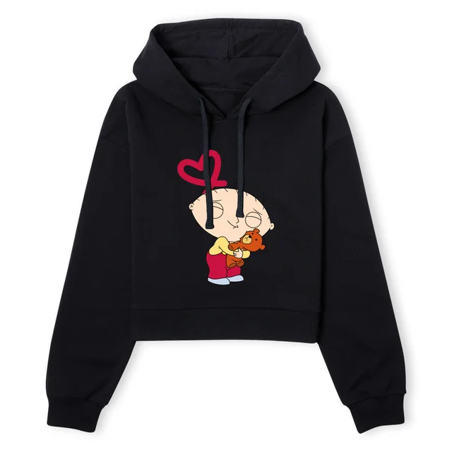 Family Guy Stewie Loves Bear Women's Cropped Hoodie - Black