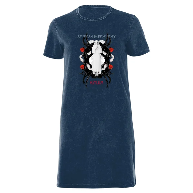 American Horror Story White Nun Women's T-Shirt Dress - Navy Acid Wash