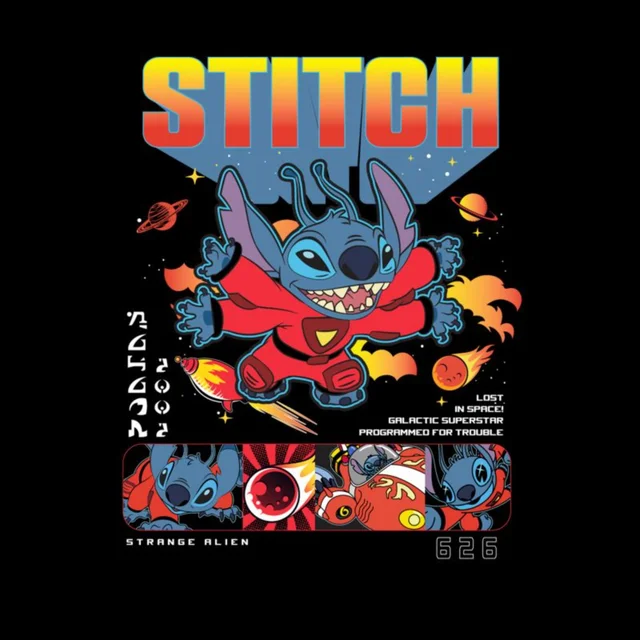 Disney Stitch In Space Unisex T-Shirt - Black